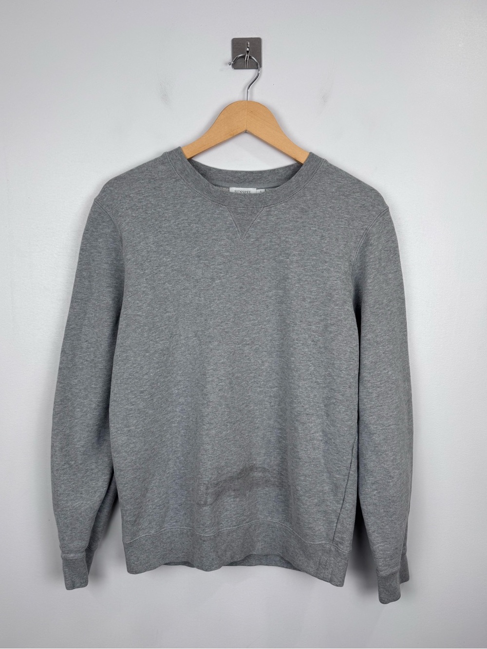 Sunspel Men Grey Cotton Crewneck Sweater Size‎ Small